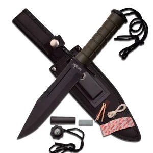 Survivor - Fixed Blade Knife with Survival Kit and Compass - HK-786GN