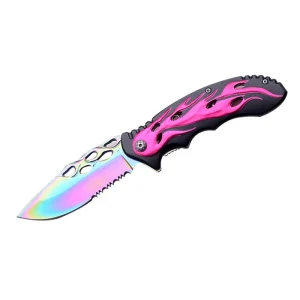 Snake Eye Tactical - Flames Biker Design Spring Assisted Knife - SE-939PK