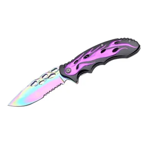 Snake Eye Tactical - Flames Biker Design Spring Assisted Knife - SE-939PU