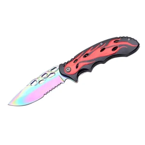 Snake Eye Tactical - Flames Biker Design Spring Assisted Knife - SE-939RD